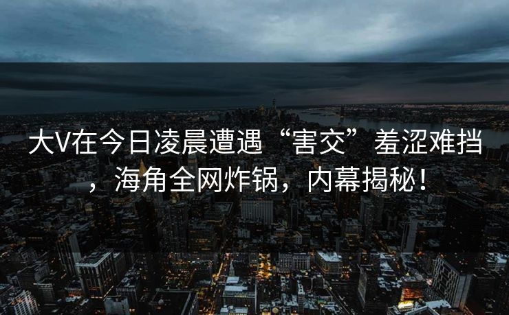 大V在今日凌晨遭遇“害交”羞涩难挡，海角全网炸锅，内幕揭秘！