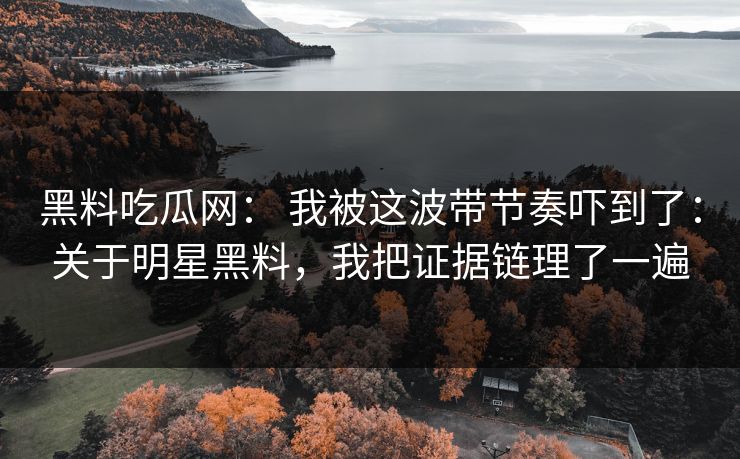 黑料吃瓜网： 我被这波带节奏吓到了：关于明星黑料，我把证据链理了一遍